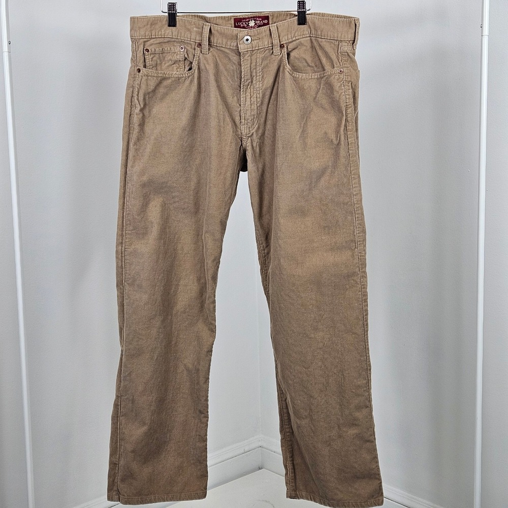 Lucky Brand 361 Vintage Straight Men 38x30 Tan Excellent Corduroy Pants